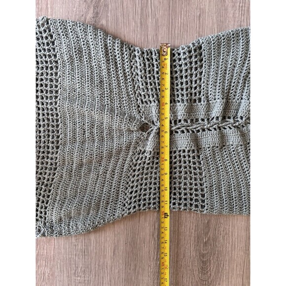 Sexy Open Knit Crochet Festival Boho Swim mini Halter Dress Coverup Teal Green - Picture 9 of 11